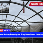 Strong Winds Destroy Property and Bring Down Power Lines Across Town