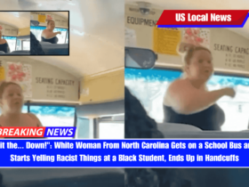 Sit the... Down! White Woman From North Carolina Gets on a School Bus and Starts Yelling Racist Things at a Black Student, Ends Up in Handcuffs