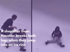 A shoplifter from Houston breaks both legs when they jump into an ice rink