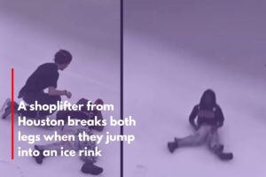 A shoplifter from Houston breaks both legs when they jump into an ice rink