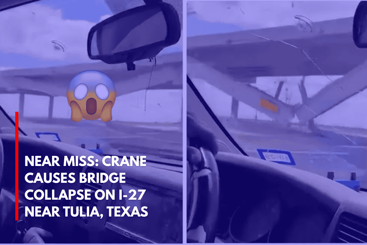 Near Miss Crane Causes Bridge Collapse on I-27 Near Tulia, Texas