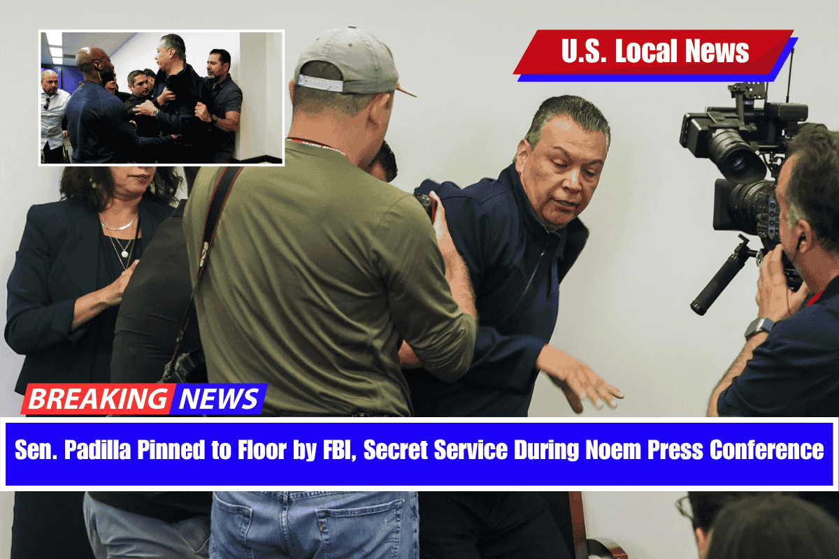Sen. Padilla Pinned to Floor by FBI, Secret Service During Noem Press Conference