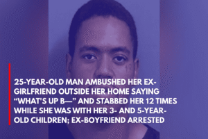 25-Year-Old Man Ambushed Her Ex-Girlfriend Outside Her Home Saying “What's Up B—” and Stabbed Her 12 Times While She Was With Her 3- and 5-Year-Old Children; Ex-boyfriend Arrested