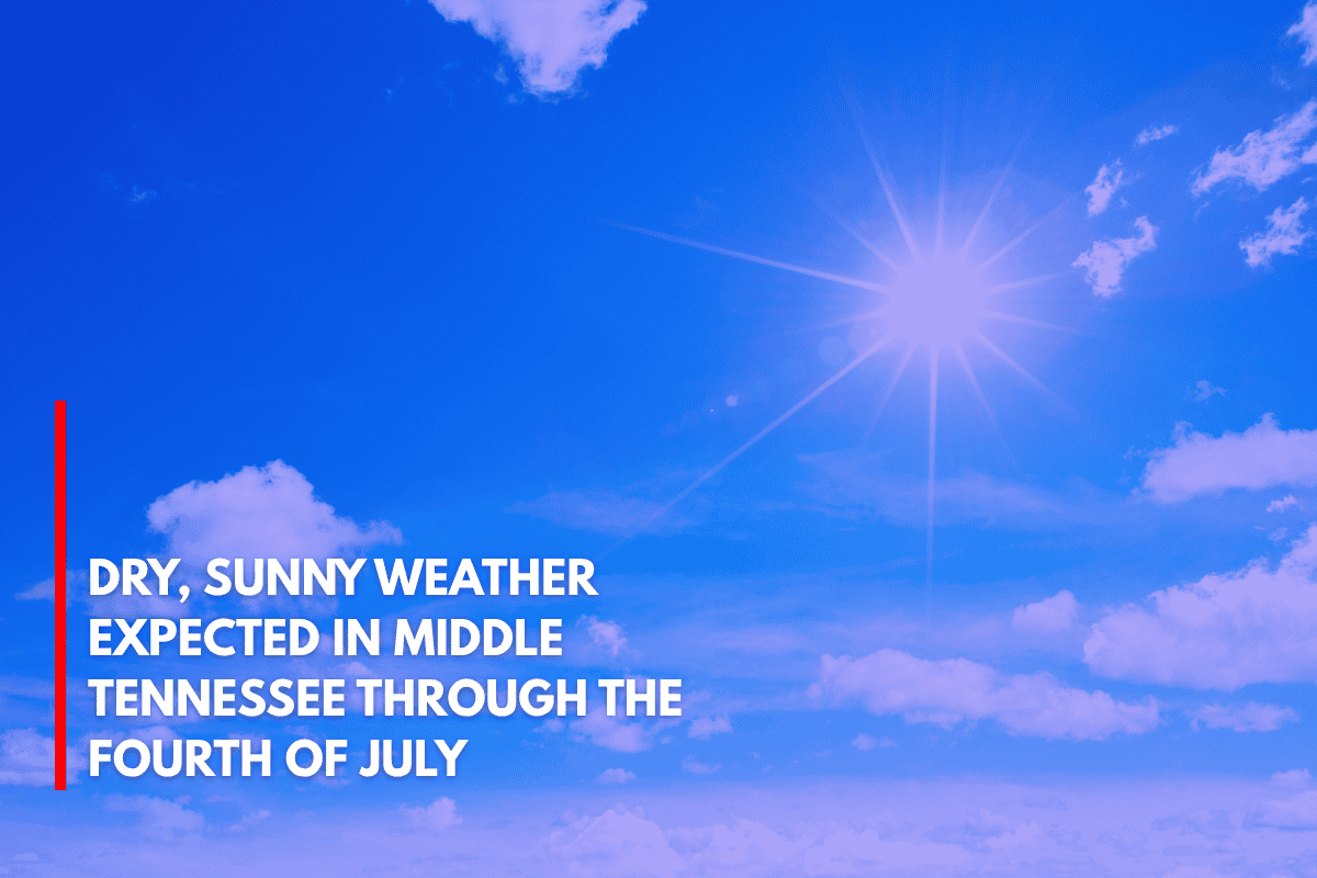 Dry, Sunny Weather Expected in Middle Tennessee Through the Fourth of July