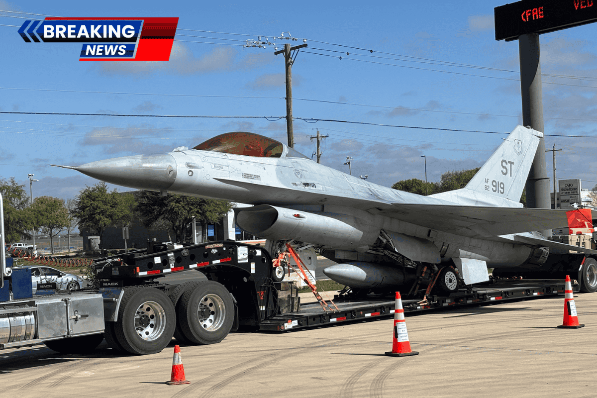 The Air Force F-16 takes a pit stop at a local convenience store parking area